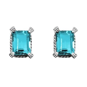 Buy 10k White Gold Blue Topaz Earrings by Amazon.com Collection