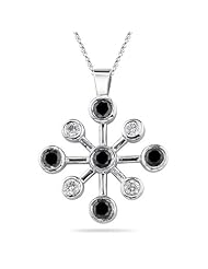 0.91 Ct Black & White Diamond Pendant in 14K White Gold