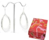 Beautiful Sterling Silver Hammered Oval Hoop Dangle Earrings in a Beautiful Red Gift-Wrapped Gift Box
