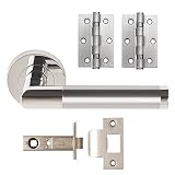 Designer ATHENA Internal Door Handle Pack Lever on Rose Dual Chrome Finish Passage by Excel Hardware
