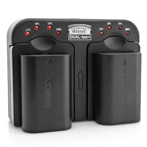 DUAL-ion+ ReVIVE Dual Battery Charger for ALL LP-E6 ,Canon EOS 60D / 7D / 5D Mark II