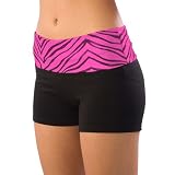 Pizzazz Girls Size 2T-16 Pink Zebra Roll Down Waist Shorts Dance Cheer