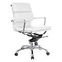 Darius Low-Back Leather Chair - White/ Aluminum