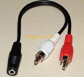 HOSA STEREO 3.5mm PHONE (F) - TWO RCA (M) (1-TIP AND 1-RING) - 6 in.
