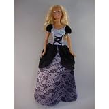 PurplePrincessDresswithBlackAccentsMadetoFittheBarbieDoll