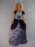 Purple Princess Dress with Black Accents Made to Fit the Barbie Doll
