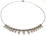Just Give Me Jewels Silvertone Magnetic Choker with Drop Teardrop Rhinestone Charms
