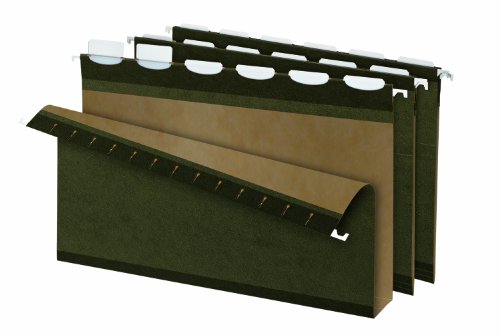 Pendaflex Ready-Tab Extra-Capacity Reinforced Hanging Folders with Lift Tab Technology, Legal Size, 6-Tab, Standard Green, Box of 20 Folders (42703)