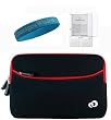 Amazon Kindle 2 Sleeves Kindle 2 Black with Red Carrying Case Sleeves + Wisdom*Courage Wristband + Screen Protector