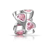 Bling Jewelry Pink CZ 925 Sterling Silver Heart Bead Fits Pandora Charms