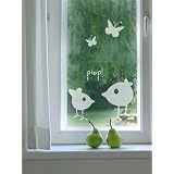 Fenstertattoo - Motiv "Piep" aus Milchglasfolie in Farbton TRANSPARENT mit Silberglitzervon "Lovala"