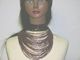 Nc119, Brown Small Bead Multistrand Necklace with Matching Earrings for Women and Teens