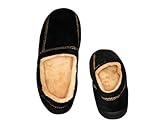 IMAGE OF Men's Slipper Black Suede Fleece - Medium (9-10) - Black - Medium (9-10)