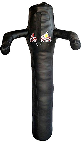 Celebrita Italy MMA Judo Grappling Dummy Hanging Punch Bag with arms + 3 hanging stripes MMA380 Leather - Black 40" Up to 25kg/55 lb