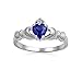 Bling Jewelry Sterling Silver Blue CZ Sapphire Color Heart Claddagh Ring - Size 6