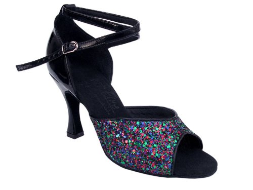 Ladies' Latin Rhythm Salsa Signature S9220 Illusion Sparkle & Black Leather 3
