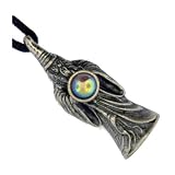 Golden Blue Highly Detailed Fine Pewter Wizard Moonstar 3d Natural Crystal Ball Fantasy Necklaces & Pendants