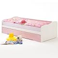 Funktionsbett LILLI, Kiefer massiv, wei�-rosa