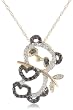 XPY 14k Yellow Gold Black and White Diamond Panda Bear Pendant (1/5 cttw), 18"
