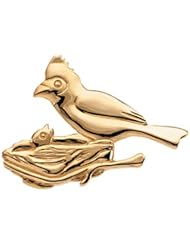 14K Yellow Gold "Caring Cardinal" Brooch -- LIFETIME WARRANTY