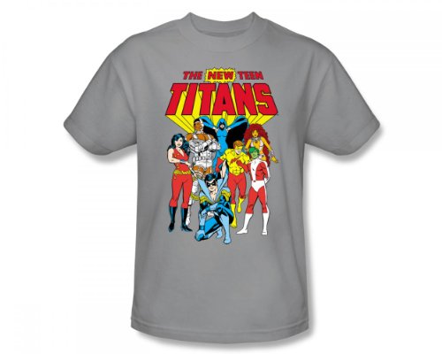  Dc Comics - New Teen Titans Slim Fit Adult T-Shirt In Silver