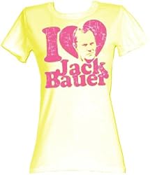24 Twenty Four I Love Heart Jack Bauer Yellow Juniors T-Shirt Tee