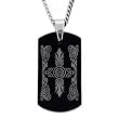 Stainless Steel Black Plated Dog Tag with Laser Design On 22 Inch Stainless Steel Chain