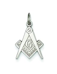 14K White Gold Polished Masonic Charm Jewelry