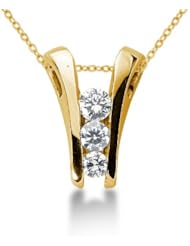 1 Carat Diamond Three Stone Pendant in 14k Yellow Gold