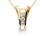 0.90CTW Diamond Three Stone Ladder Pendant in 14k Yellow Gold