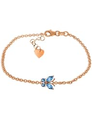 14k Rose Gold Blue Topaz Butterfly Bracelet