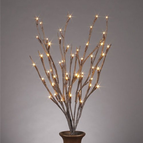 Lighted Everlasting Glow Branches, 20" Bendable Brown 60 LED, Battery Op with Timer
