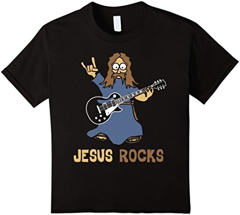 Kids Jesus Rocks Christian Music T Shirts-Christian Gifts 10 Black