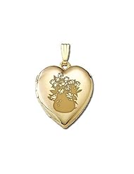 Solid 14K Yellow Gold "Sweetheart" Dozen Roses Locket 3/4 inch x 3/4 inch in Solid 14K Yellow Gold
