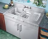 Elkay Elite Gourmet Sink System 4826EGDWSL0 48 Flushmount Double Bowl Stainless Steel Kitchen Sink with 18-Gauge, 10 Bowl Depth, Square Front, Towel Bar Mounting Holes and Bowls Left of Ribbed Area: No Holes