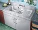 Search Our Specialty Mall : Elkay Elite Gourmet Sink System 4826EGDWSL0 48" Flushmount Double Bowl Stainless Steel Kitchen Sink with 18-Gauge, 10" Bowl Depth, Square Front, Towel Bar Mounting Holes and Bowls Left of Ribbed Area: No Holes