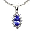 14K White Gold Tanzanite and Diamond Pendant