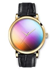 SPRAWL Aanalog Fashion Series Gold Ladies Watches of Genuine Black Leather Strap,Unique Wrist Watch for Women Girls Designed with colorful stripes