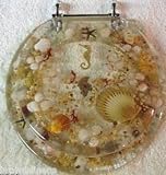 SEASHELL AND SEAHORSE RESIN TOILET SEAT - STANDARD SIZE, CLEAR
