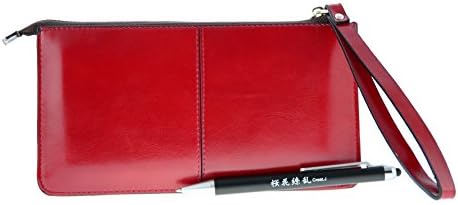 Creat.J Women's Clutch Wallet Zipper Closure Purse with Wristlet (Microfiber leather) (Wine Red)