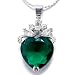 Stunning Heart Cut Sterling Silver Simulated Emerald Pendant with 18" Necklace P5612
