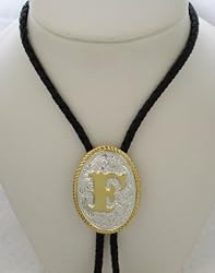 Silver/Gold Plated Monogram Letter "F" BoloTie
