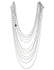 12 Strand Graduated Freshwater Cultured White Pearl Necklace - Bib Style - Sterling Silver Clasp