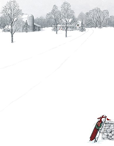 Winter Scene & Sled Holiday Paper - 80 Sheets