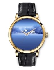 SPRAWL Aanalog Fashion Series Gold Ladies Watches of Genuine Black Leather Strap,Unique Wrist Watch for Women Girls Designed with House in the snow