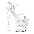 8 Inch White Sandal Rhinestone Shoes Sexy Stripper Shoes Spike Heel Open Toe Ankle Strap