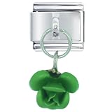 Rose Green Flower Italian Charms Bracelet Link