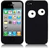 Xylo Black Crazy Eyes Silicone Cover / Skin / Case for the Apple iPhone 4 4S 4G Mobile Phone.