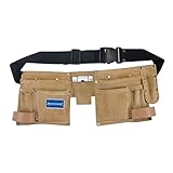 Silverline Leather 11 Pocket Double Pouch Builders Workers Tool Belt 300x 200mm