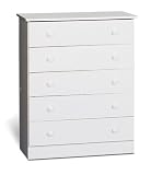 Casual Bedroom 5 Drawer Chest in White Finish